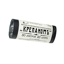 Мешки для мусора 30 л, черные, в рулоне 20 шт., ПНД, 7 мкм, 560х440 мм, Крепаномъ, 4607075710580 в Симферополе
