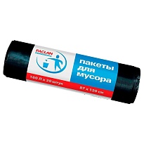 Мешки для мусора 160 л, черные, в рулоне 20 шт., ПВД, 30 мкм, 1200х870 мм, PACLAN Professional, 604082 в Симферополе