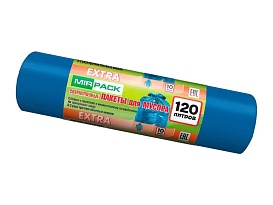 Мешки для мусора 120 л, синие, в рулоне 10 шт., ПНД, 14 мкм, 1100х700 мм, EXTRA, ex1201802 в Симферополе