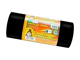 Мешки для мусора 300 л, черные, в рулоне 10 шт., ПВД 70 мкм, 1400х1000 мм, PREMIUM+, 30010160 в Симферополе