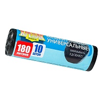 Мешки для мусора 180 л, с ушками, черные, в рулоне 10 шт., ПНД, 20 мкм, 1150х800 мм, Крепак, 4607075710498 в Симферополе