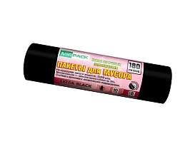 Мешки для мусора 180 л, ароматизированные, черные, в рулоне 10 шт., ПВД, 50 мкм, 1100х930 мм, EXTRA black, 18008301 в Симферополе