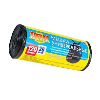 Мешки для мусора 120 л, черные, в рулоне 20 шт., ПНД, 15 мкм, 1100х700 мм, Крепак, 4607075710207 в Симферополе