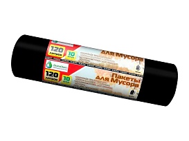 Мешки для мусора 120 л, черные, в рулоне 10 шт., ПНД, 12 мкм, 1100х700 мм, MIRPACK Classik, 1201011 в Симферополе