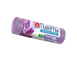 Мешки для мусора 60 л, ароматизированные, Лаванда, сиреневые, в рулоне 20 шт., ПНД, 9 мкм, 650х550 мм, GRIFON Aroma, 101-023 La в Симферополе