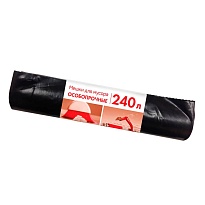 Мешки для мусора 240 л, черные, в рулоне 10 шт., ПВД 100 мкм, 1350х900 мм, Концепция Быта, 603887 в Симферополе