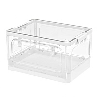 Ящик пластиковый складной прозрачный, дно белое, 360х235х230 мм, с колесиками в Симферополе Ящик пластиковый складной прозрачный, дно белое, 360х235х230 мм, с колесиками в Симферополе