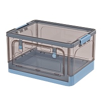 Ящик пластиковый складной прозрачный коричневый, дно синее,490х360х280 мм, с колесиками в Симферополе Ящик пластиковый складной прозрачный коричневый, дно синее,490х360х280 мм, с колесиками в Симферополе