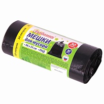 Мешки для мусора 30 л, черные, в рулоне 30 шт., ПНД, 7 мкм, 550х480 мм, Любаша, 608089 в Симферополе