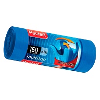 Мешки для мусора 160 л, с ушками, синие, в рулоне 10 шт., ПВД, 30 мкм, 1250х900 мм, PACLAN Multitop, 604064 в Симферополе