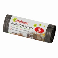 Мешки для мусора 30 л, черные, в рулоне 20 шт., ПНД, 5 мкм, 550х470 мм, Любаша эконом, 605329 в Симферополе