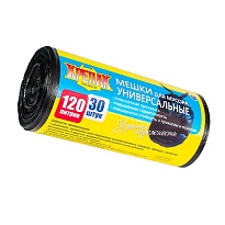 Мешки для мусора 120 л, черные, в рулоне 30 шт., ПНД, 15 мкм, 1100х700 мм, Крепак, 4607075710122 в Симферополе