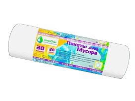 Мешки для мусора 30 л, белые, в рулоне 20 шт., ПНД, 7 мкм, 600х500 мм, MIRPACK Classik, 302042 в Симферополе
