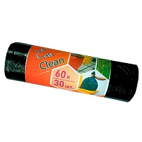 Мешки для мусора 60 л, черные, в рулоне 30 шт., ПНД, 6 мкм, 640х580 мм, Концепция Быта EcoClean, 603890 в Симферополе
