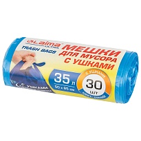 Мешки для мусора 35 л, с ушками, синие, в рулоне 30 шт., ПНД, 11 мкм, 650х500 мм, LAIMA ULTRA, 607684 в Симферополе