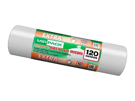 Мешки для мусора 120 л, белые, в рулоне 10 шт., ПНД, 14 мкм, 1100х700 мм, EXTRA, ex1201803 в Симферополе