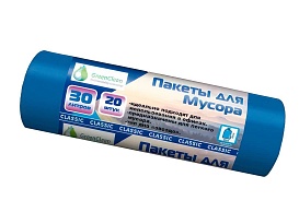 Мешки для мусора 30 л, синие, в рулоне 20 шт., ПНД, 7 мкм, 600х500 мм, MIRPACK Classik, 302041 в Симферополе