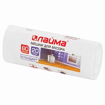 Мешки для мусора 60 л, белые, в рулоне 20 шт., ПНД, 7 мкм, 680х580 мм, LAIMA, 605539 в Симферополе