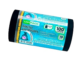 Мешки для мусора 100 л, черные, в рулоне 10 шт., ПВД, 70 мкм, 1000х600 мм, PREMIUM+, 1001076 в Симферополе