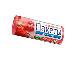 Мешки для мусора 30 л, ароматизированные, Клубника, красные, в рулоне 20 шт., ПНД, 9 мкм, 560х530 мм, GRIFON Aroma, 101-020 K в Симферополе