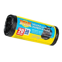 Мешки для мусора 20 л, черные, в рулоне 30 шт., ПНД, 10 мкм, 550х440 мм, Крепак, 4607075710092 в Симферополе