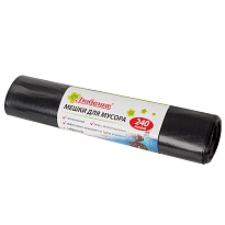 Мешки для мусора 240 л, черные, в рулоне 5 шт., ПВД 30 мкм, 1300х900 мм, Любаша, 605338 в Симферополе