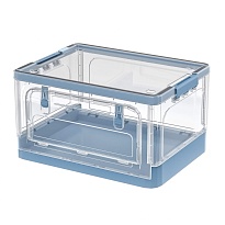 Ящик пластиковый складной прозрачный, дно синее, 490х360х280 мм, с колесиками в Симферополе Ящик пластиковый складной прозрачный, дно синее, 490х360х280 мм, с колесиками в Симферополе