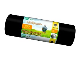 Мешки для мусора 180 л, ароматизированные, черные, в рулоне 10 шт., ПВД, 100 мкм, 1100х930 мм, Добрыня, Dob18010black в Симферополе